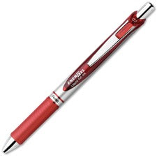 Pentel EnerGel RTX Liquid Gel Pens - Medium Pen Point - 0.7 mm Pen Point Size - Refillable - Retractable - Red Gel-based Ink - Silver Barrel - Stainless Steel, Metal Tip - 1 Dozen