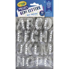 Crayola Crayola Sparkling Gems Sticker Letters - Self-adhesive - 1.25" Height - Silver - 24 Each