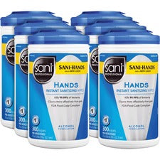 PDI Hands Instant Sanitizing Wipes - White - Moisturizing - For Hand, Food Service - 300 Per Canister - 6 Carton