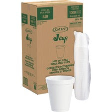 Dart Insulated Foam Cups - 25 / Bag - 8 fl oz - 40 / Carton - White - Foam - Hot Drink, Cold Drink, Coffee, Cappuccino, Tea, Hot Chocolate, Hot Cider, Juice, Soft Drink