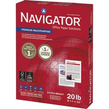 Navigator Premium Multipurpose Trusted Performance Paper - Extra Opacity - 97 Brightness - Letter - 8 1/2" x 11" - 20 lb Basis Weight - 200000 / Pallet