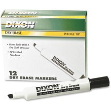 Ticonderoga Dry Erase Whiteboard Markers - Broad, Fine Marker Point - Wedge Marker Point Style - Black - 1 Dozen