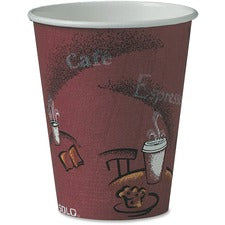 Solo Bistro Design Disposable Paper Cups - 50 / Pack - 8 fl oz - 20 / Carton - Maroon - Paper - Beverage, Hot Drink, Cold Drink, Coffee, Tea, Cocoa