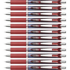 Pentel EnerGel RTX Liquid Gel Pens - Medium Pen Point - 0.7 mm Pen Point Size - Needle Pen Point Style - Refillable - Retractable - Red Gel-based Ink - Blue Barrel - Stainless Steel Tip - 12 / Box