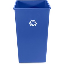 Rubbermaid Commercial 50-Gallon Square Recycling Container - 50 gal Capacity - Square - Weather Resistant, Easy to Clean, Compact - 34.3" Height x 19.5" Width x 19.5" Depth - Resin - Blue - 1 Each
