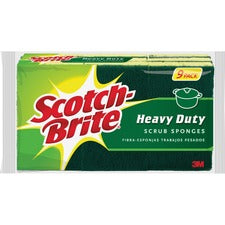 Scotch-Brite Heavy-Duty Scrub Sponges - 2.8" Height x 4.5" Width x 4.5" Depth - 45/Carton - Yellow, Green