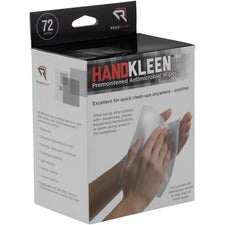 Handkleen Premoistened Antibacterial Wipes, 7 X 5, Foil Packet, Unscented, White, 72/box