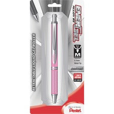 Pentel EnerGel Alloy Retractable Gel Pens - Medium Pen Point - 0.7 mm Pen Point Size - Refillable - Retractable - Black Gel-based Ink - Metallic Pink Aluminum Alloy Barrel - Stainless Steel Tip - 1 / Pack