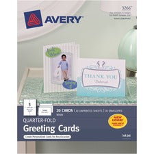 Avery&reg; Greeting Cards - 97 Brightness4 1/4" x 5 1/2" - Matte - 20 / Pack - FSC Mix - Heavyweight