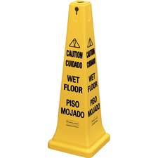 Multilingual Wet Floor Safety Cone, 12.25 X 12.25 X 36