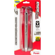 Pentel EnerGel Alloy Retractable Gel Pens - Medium Pen Point - 0.7 mm Pen Point Size - Refillable - Retractable - Black Gel-based Ink - Metallic Silver Metal Barrel - Stainless Steel Tip - 1 / Pack