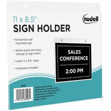 Sign Holder - Support 11" x 8.50" Media - Horizontal - Plastic - 1 Each - Clear