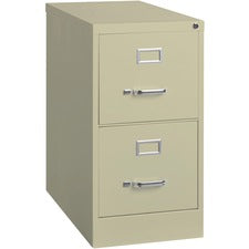 Lorell Vertical file - 2-Drawer - 15" x 25" x 28.4" - 2 x Drawer(s) for File - Letter - Vertical - Security Lock, Ball-bearing Suspension, Heavy Duty - Putty - Steel - Recycled