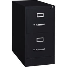 Lorell Vertical file - 2-Drawer - 15" x 25" x 28.4" - 2 x Drawer(s) for File - Letter - Vertical - Security Lock, Ball-bearing Suspension, Heavy Duty - Black - Steel - Recycled