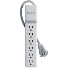 Home/office Surge Protector With Rotating Plug, 6 Ac Outlets, 8 Ft Cord, 720 J, White