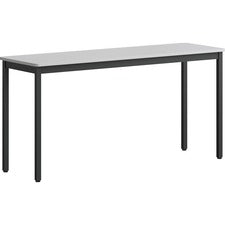 Lorell Utility Table - Gray Rectangle, Laminated Top - Powder Coated Black Base x 59.88" Table Top Width x 18.13" Table Top Depth - 30" Height - Assembly Required - Melamine Top Material