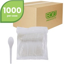 Plantware Compostable Cutlery, Spoon, 6", Pearl White, 50/pack, 20 Pack/carton