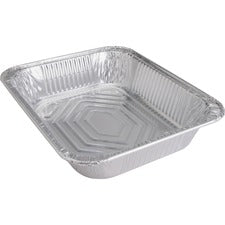 Genuine Joe Half-size Disposable Aluminum Pan - Cooking, Serving - Disposable - Silver - Aluminum Body - 100 / Carton