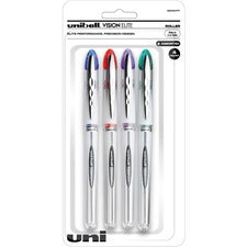 uniball&trade; Vision Elite Rollerball Pen - Bold Pen Point - 0.8 mm Pen Point Size - Refillable - Blue, Red, Green, Violet Pigment-based Ink - 4 / Pack