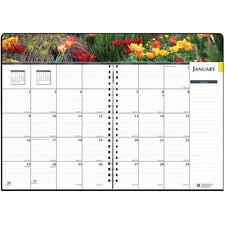 House of Doolittle Earthscapes Gardens Monthly Planner - Julian Dates - Monthly - 1 Year - January 2023 - December 2023 - 1 Month Double Page Layout - 7" x 10" Sheet Size - Wire Bound - Paper - Black - 1 Each