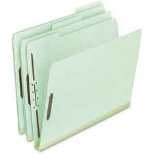 Heavy-duty Pressboard Folders With Embossed Fasteners, 1/3-cut Tabs, 1" Expansion, 2 Fasteners, Letter Size, Green, 25/box