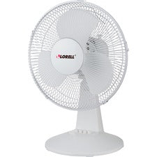 Lorell 12" Oscillating Desk Fan - 12" Diameter - 3 Speed - Quiet, Oscillating - 19.5" Height x 13.9" Width x 11.5" Depth - Light Gray