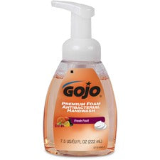 Gojo&reg; Premium Foam Antibacterial Handwash - Fresh Fruit Scent - 7.5 fl oz (221.8 mL) - Pump Bottle Dispenser - Hand - Orange - Rich Lather - 1 Each