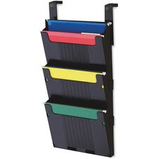 Deflecto Partition Pocket System - 3 Pocket(s) - 25" Height x 12.6" Width x 3.9" Depth - Black - 3 / Set