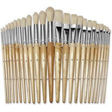 Creativity Street Preschool Brush Set - 24 Brush(es) Wood - Nickel Plated Ferrule