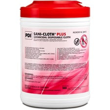 PDI Sani-Cloth Plus Germicidal Disposable Cloth - Wipe - 6" Width x 6.75" Length - 160 / Canister - 12 / Carton - White