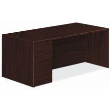 HON 10700 H10702L Pedestal Desk - 66" x 30" x 29.5" - 3 x Box, File Drawer(s) - Single Pedestal on Left Side - Finish: Mahogany