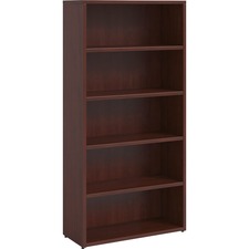 Lorell Prominence Mahogany Laminate Bookcase - 34" x 12"69" , 1" Top - 6 Shelve(s) - Band Edge - Material: Particleboard - Finish: Thermofused Melamine (TFM)