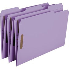 Smead 1/3 Tab Cut Legal Recycled Fastener Folder - 8 1/2" x 14" - 2 Fastener(s) - Top Tab Location - Assorted Position Tab Position - Lavender - 10% Recycled - 50 / Box