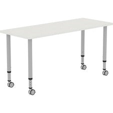 Lorell Height-adjustable 60" Rectangular Table - Rectangle Top - 60" Table Top Width x 23.62" Table Top Depth - 33.62" Height - Assembly Required - Laminated, Gray - Laminate