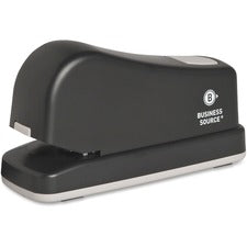 Business Source Electric Stapler - 20 of 20lb Paper Sheets Capacity - 210 Staple Capacity - Full Strip - 1/4" Staple Size - Black, Putty