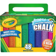 Crayola Washable Sidewalk Chalk - 4" Length - 0.9" Diameter - Assorted - 48 / Box