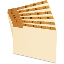 Oxford 1-31 Laminated Tab Manila Card Guides - 31 x Divider(s) - Printed Tab(s) - Digit - 1-31 - 8" Divider Width - Manila Divider - Orange Tab(s) - 31 / Set