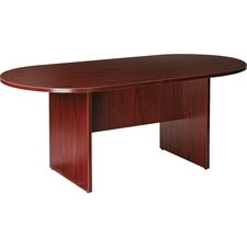 Lorell Essentials Oval Conference Table - Laminated Oval Top - Slab Base - 36" Table Top Length x 72" Table Top Width x 1.25" Table Top Thickness - 29.50" Height - Assembly Required - Mahogany