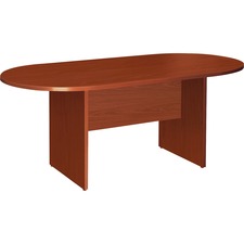 Lorell Essentials Conference Table - Cherry Oval Top - 72" Table Top Length x 70.88" Table Top Width x 35.38" Table Top Depth x 1.25" Table Top Thickness - 29.50" Height Width - Assembly Required - Cherry, Laminated