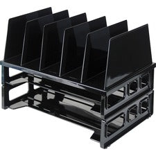 Officemate Sorter with Letter Trays - 5 Compartment(s) - 10.3" Height x 13.5" Width x 9.1" Depth - Desktop - Stackable - Black - 1 / Pack