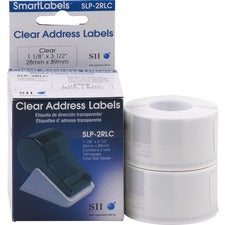 Slp-2rlc Self-adhesive Address Labels, 1.12" X 3.5", Clear, 130 Labels/roll, 2 Rolls/box