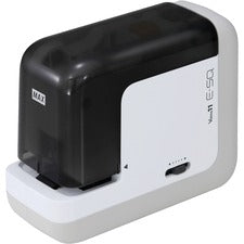 MAX Portable Electronic Stapler - 35 Sheets Capacity - 100 Staple Capacity - 1/4" Staple Size - 6 x AA Batteries - Black, White