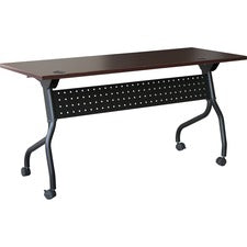 Lorell Mahogany Flip Top Training Table - Rectangle Top - Four Leg Base - 4 Legs - 48" Table Top Width x 23.60" Table Top Depth - 29.50" Height x 47.25" Width x 23.63" Depth - Assembly Required - Black, Mahogany - Melamine, Nylon