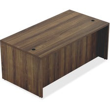 Lorell Chateau Series Walnut Laminate Desking - 70.9" x 35.4"30" Desk, 1.5" Top - Reeded Edge - Material: P2 Particleboard - Finish: Walnut, Laminate