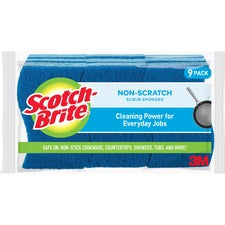 Scotch-Brite Non-Scratch Scrub Sponges - 0.8" Height x 4.3" Width x 2.8" Depth - 9/Pack - Cellulose - Blue