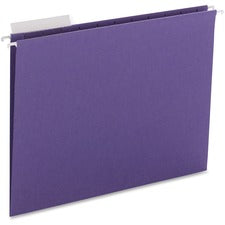 Smead 1/3 Tab Cut Letter Recycled Hanging Folder - 8 1/2" x 11" - Top Tab Location - Assorted Position Tab Position - Poly - Purple - 10% Paper Recycled - 25 / Box