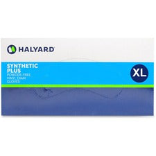 Halyard Synthetic Plus PF Vinyl Exam Gloves - Polymer Coating - X-Large Size - For Right/Left Hand - Clear - Powder-free, Latex-free, Non-sterile, Beaded Cuff - 90 / Box - 9.50" Glove Length