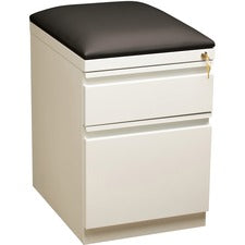 Lorell Mobile Pedestal File with Seating - 2-Drawer - 15" x 19.9" x 23.8" - 2 x Drawer(s) for File, Box - Letter - 305.50 lb Load Capacity - Ball-bearing Suspension, Drawer Extension - White - Steel - Recycled
