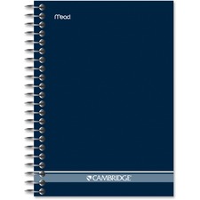 Mead Fashion Wire Bound Notebook - 140 Sheets - Wire Bound - 0.28" Ruled - 5" x 7" - White Paper - NavyCardboard Cover - Pocket, Perforated - 1 Each