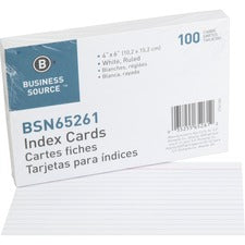 Business Source Ruled Index Cards - 6" Width x 4" Length - 100 / Pack